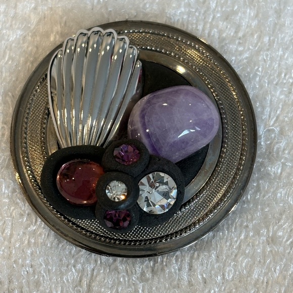 Stunning Vintage Art Deco Style Brooch Pin with Mixed Stones Unisex - Picture 8 of 8